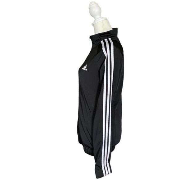 Adidas Classic Zip Up Long Sleeve Track Jacket Black & White 3 Stripe Size Small - Picture 4 of 13